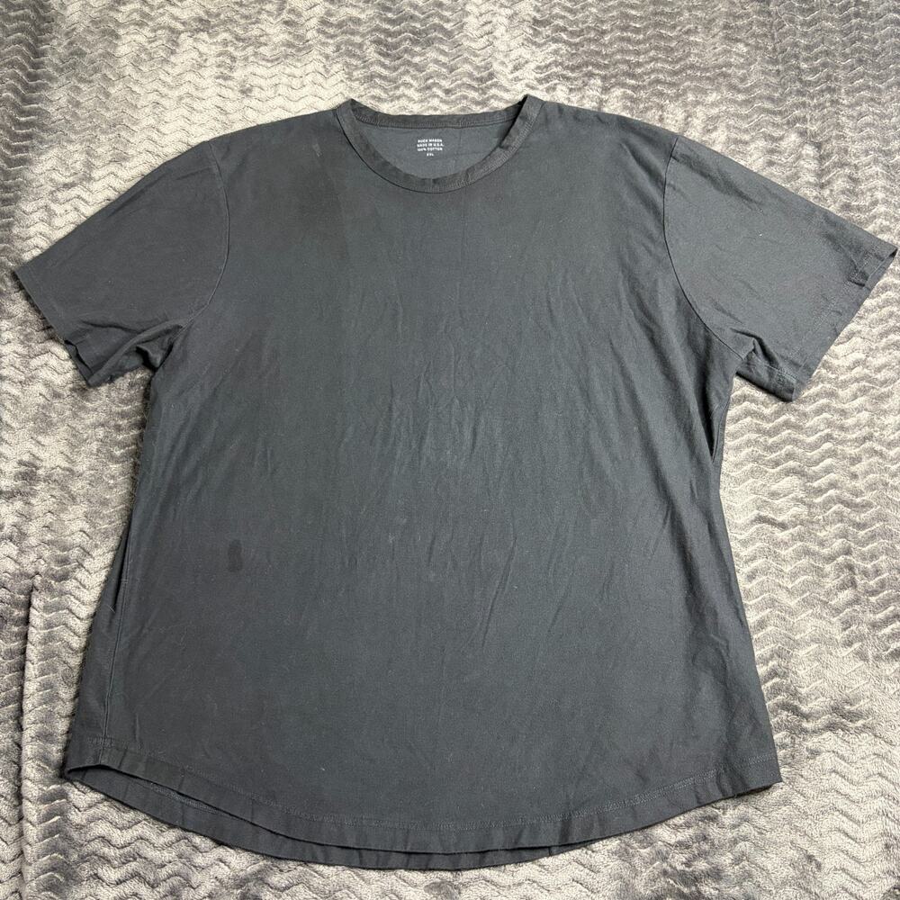 Buck Mason Tough Knit Curved hem Tee Crewneck Tee Shirt 2XL black